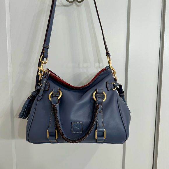 Dooney & Bourke Steel  Blue Leather Floretine Satchel - Picture 4 of 4